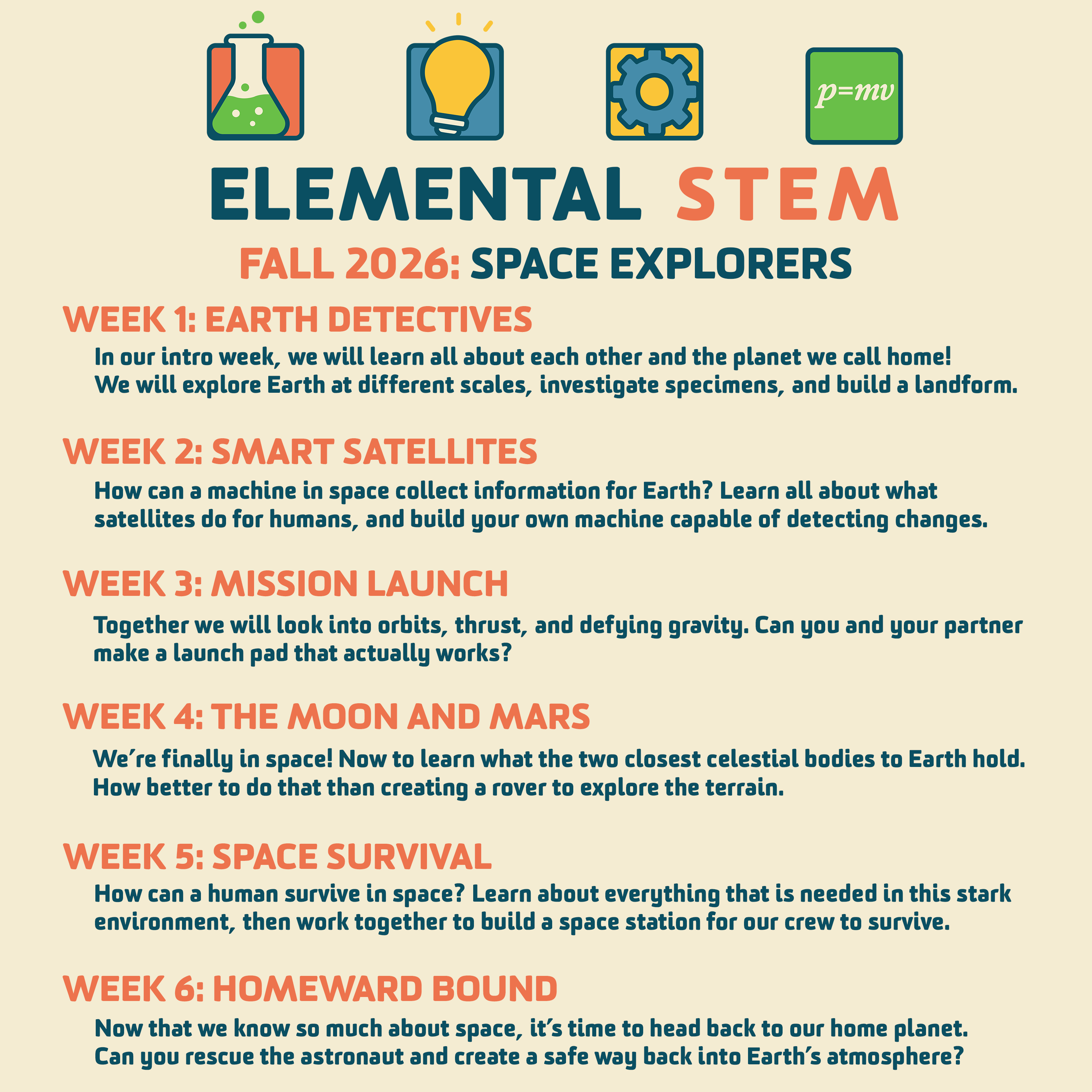 Elemental STEM Fall 2026 Session: Space Explorers